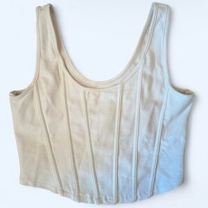 SUGAR RAIN Ribbed Tank Top Crop - Sleeveless Scoop Neck